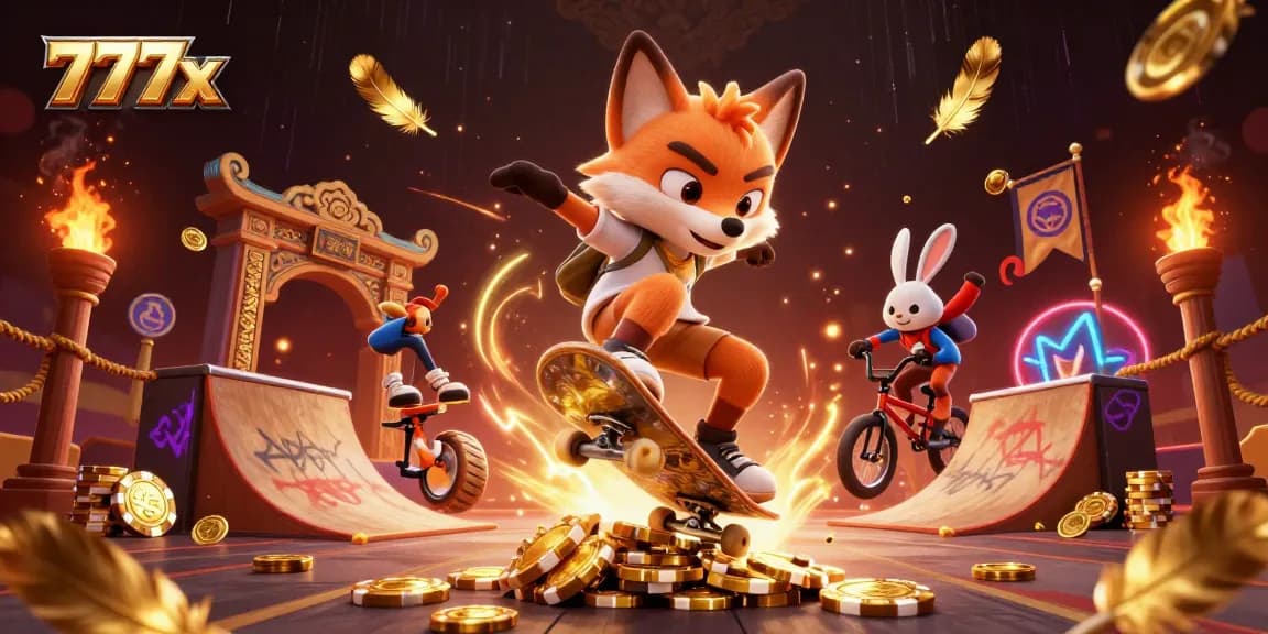 Experience thrilling gameplay with vibrant 777x-themed characters in a fantastical casino scene.