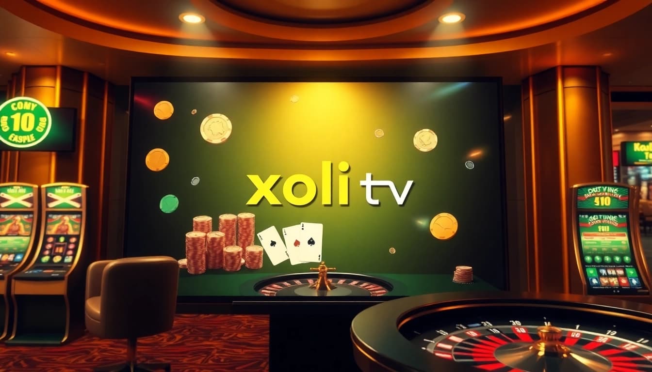 Xoilac tv online gambling scene showcasing vibrant casino elements and digital interfaces.