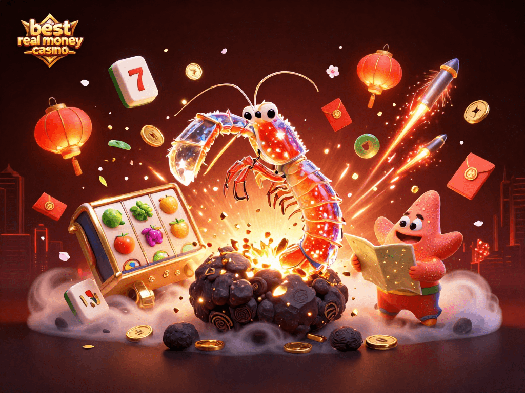 Experience the best real money casino while encountering a galactic samurai amidst gold coins and vibrant slots.
