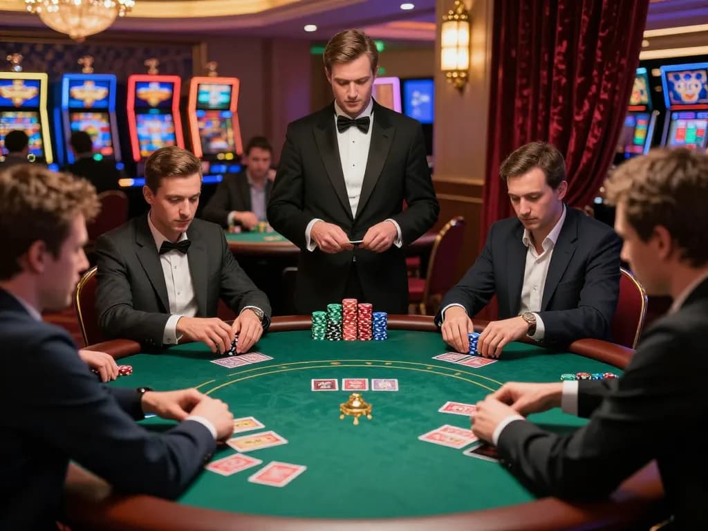 Players at a poker tournament in a casino showcasing C203 strategy in an exciting atmosphere.