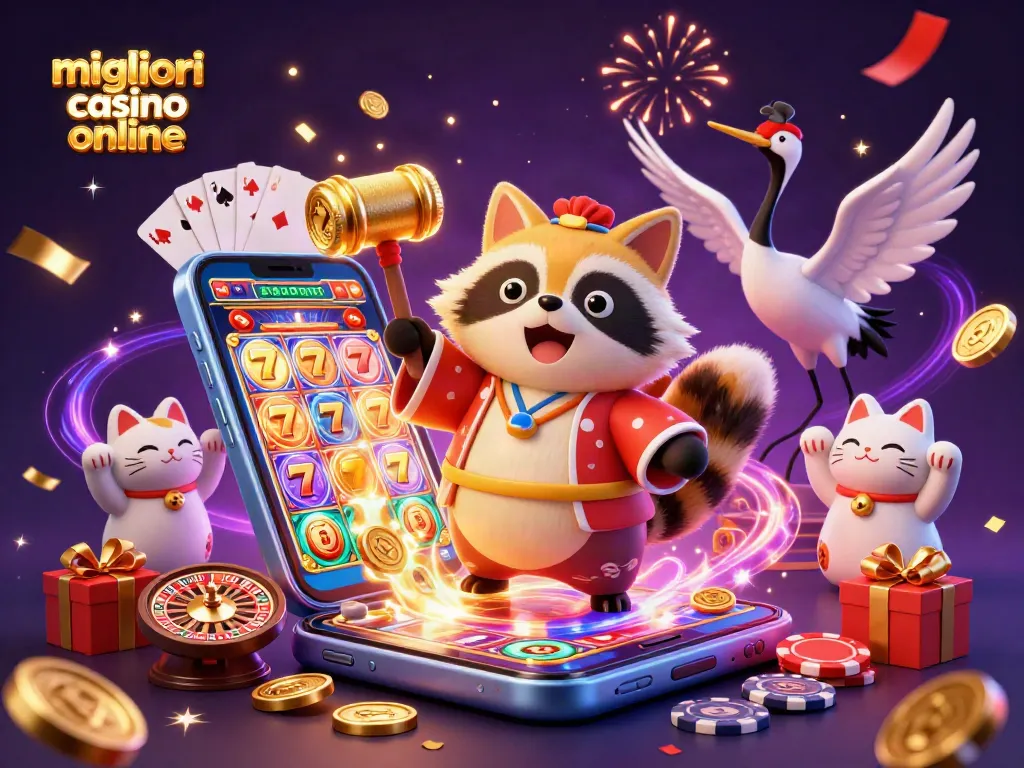 Scopri i migliori casinò online mentre il tanuki festeggia con slot e giochi fortunati.