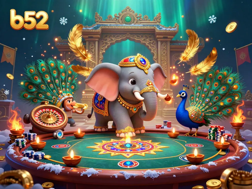 Experience thrilling wins at b52, with vibrant casino action featuring roulette, poker, and luxury decorations.