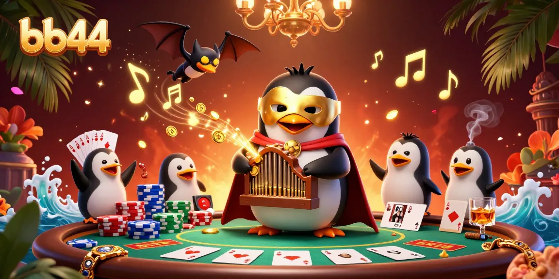 Engage with bb44 casino magic featuring a penguin organist, acrobatic bat, and shining poker elements.