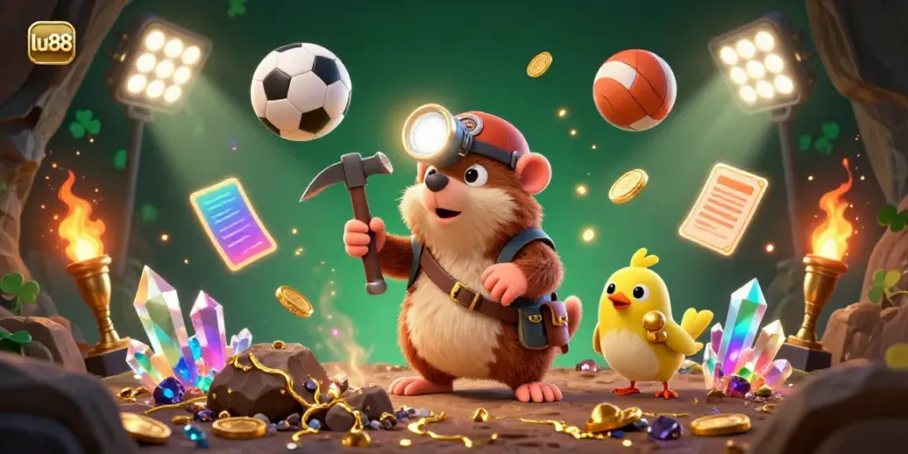 Experience the thrilling world of lu88 online gambling with vibrant casino elements and adventurous characters.