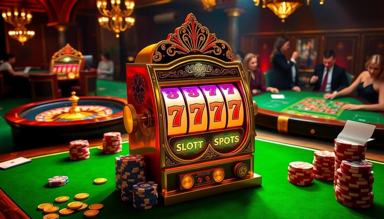 Play slot777 on a luxurious casino table with vibrant chips and a jackpot display.