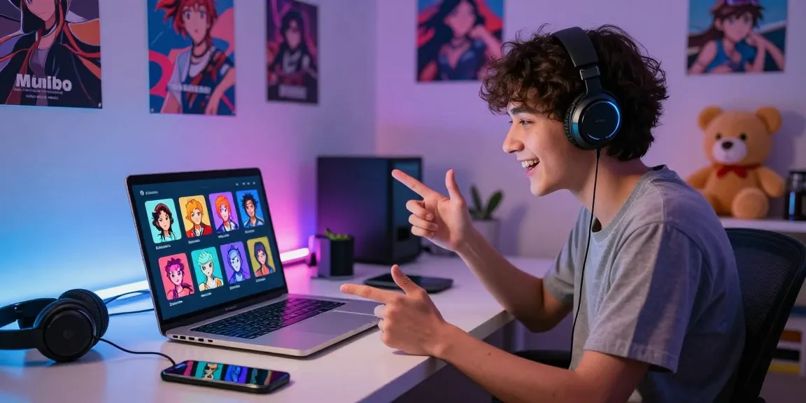 Interactive character AI NSFW chat experience with vibrant lighting and playful decor.
