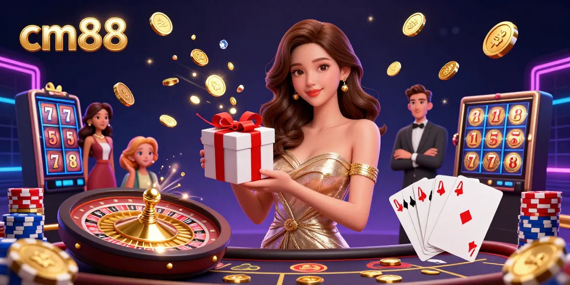 Engage in the festive atmosphere at cm88 with vibrant casino elements, celebrating winning moments.