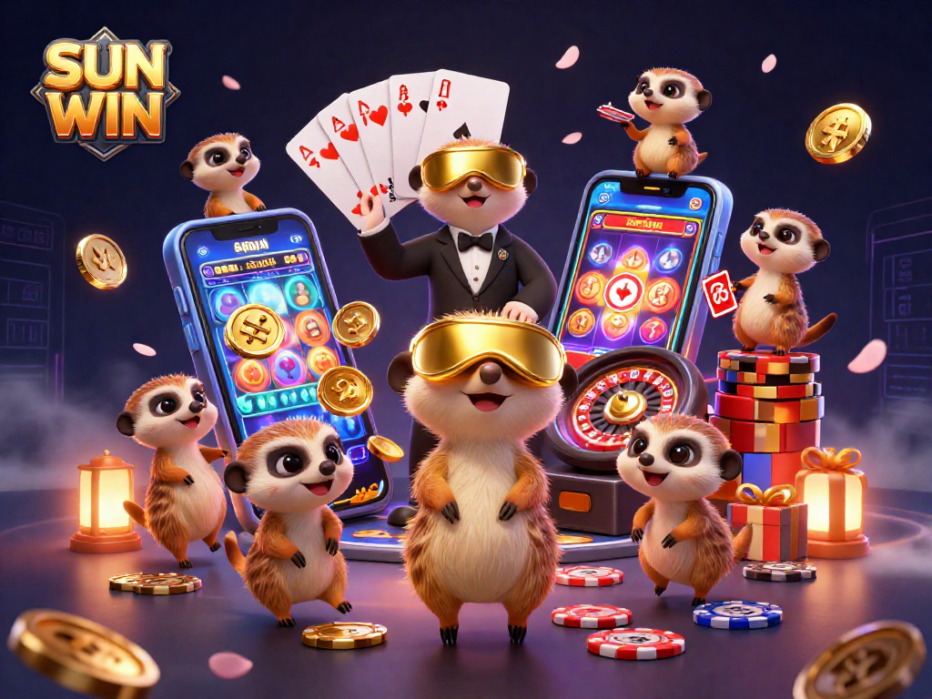 Chơi trò chơi 3D trong casino với SUN WIN, nơi đàn meerkat điều hành hoạt động cá cược.