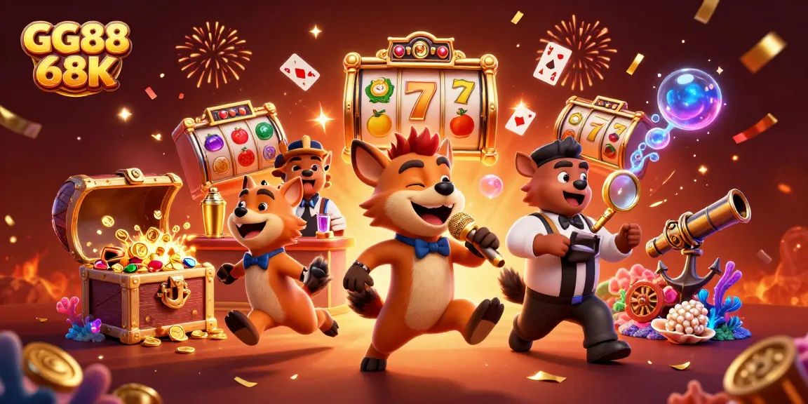 Experience GG88 68K at a lively casino with cartoon hyenas in action-packed comedy!