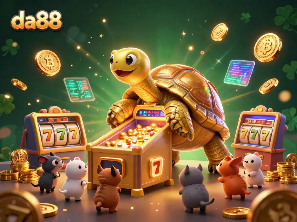 Engage with thrilling slots at da88 featuring a vibrant golden tortoise and dynamic gameplay elements.