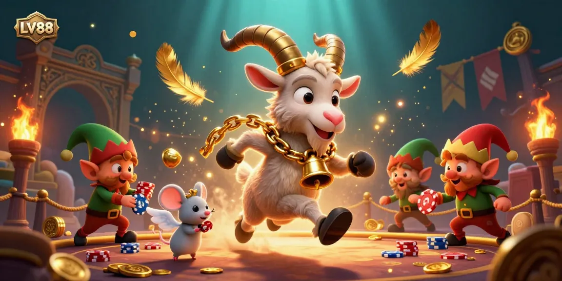 Experience LV88's dynamic and whimsical casino scene with Krampus, an angel mouse, and gremlin mischief, rich in detail.