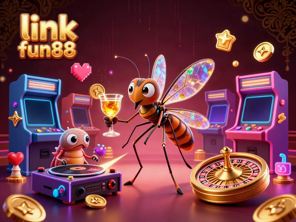 Experience the excitement of link fun88 with vibrant casino characters and games in an electrifying setting.