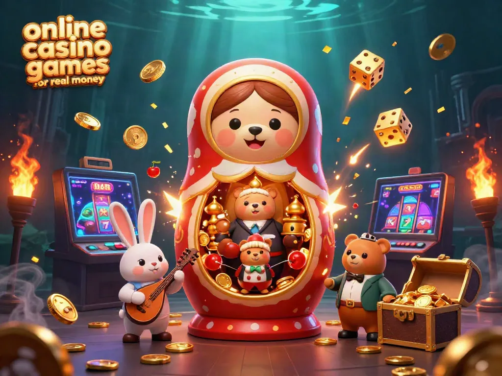 Join the fun with online casino games for real money in a vibrant, dynamic scene showcasing exciting casino elements.