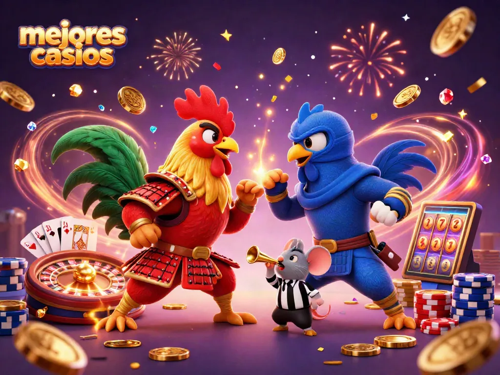 Gana en los mejores casinos con los gallos luchadores y divertidos elementos de casino.