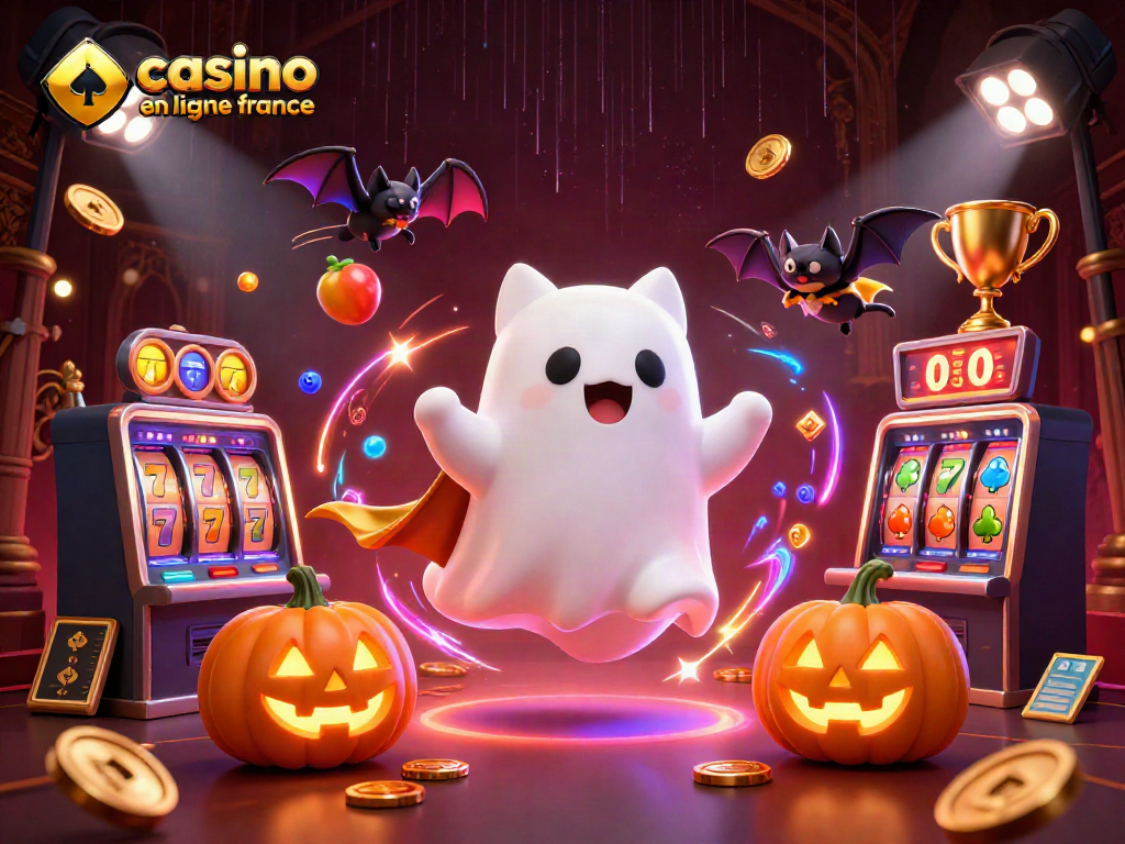 Découvrez le monde du casino en ligne en France avec un fantôme amusant et un vampire chauve-souris.