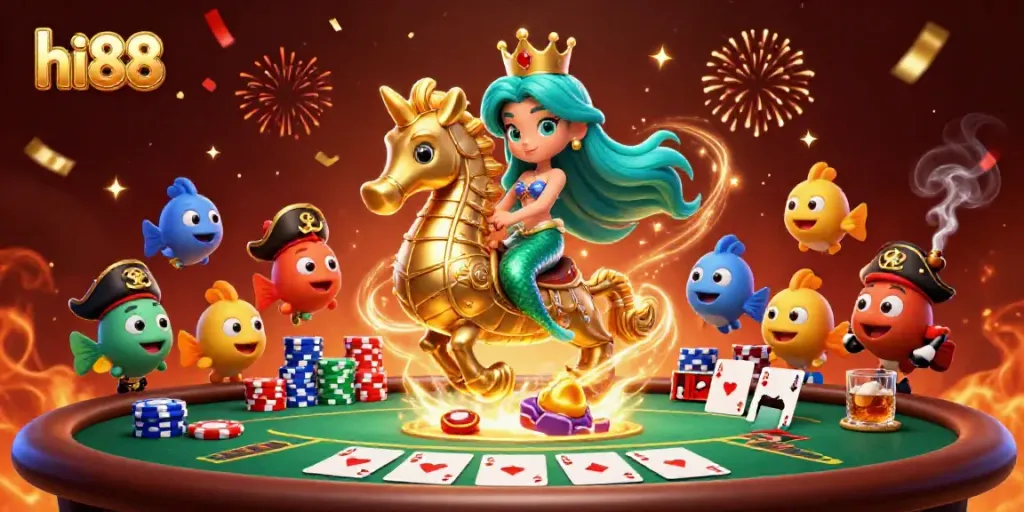 Hãy tham gia hi88 và chiến thắng tại sòng bạc với công chúa nàng tiên cá và ngựa biển.
