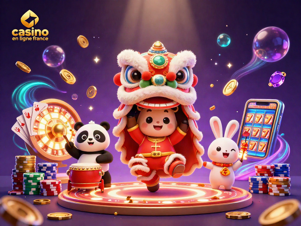 Découvrez le casino en ligne France avec cette illustration d'animations festives et jeux de casino.