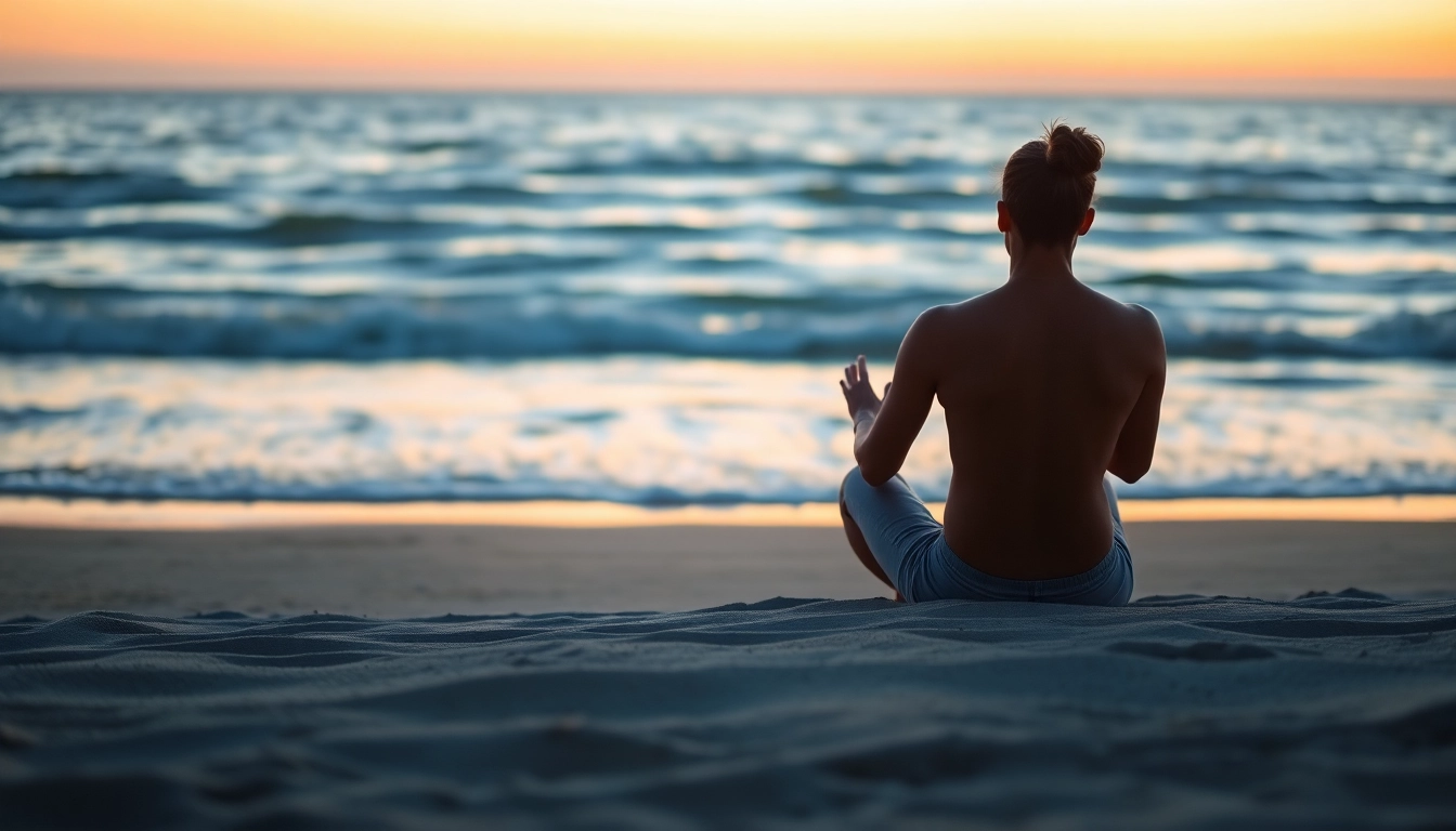 A serene beach scene showcasing meditation techniques for managing stress and anxiety.