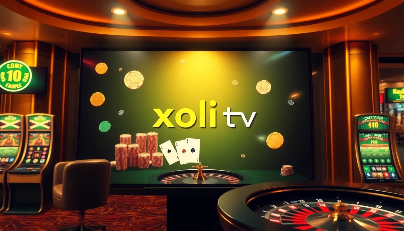 Xoilac tv online gambling scene showcasing vibrant casino elements and digital interfaces.