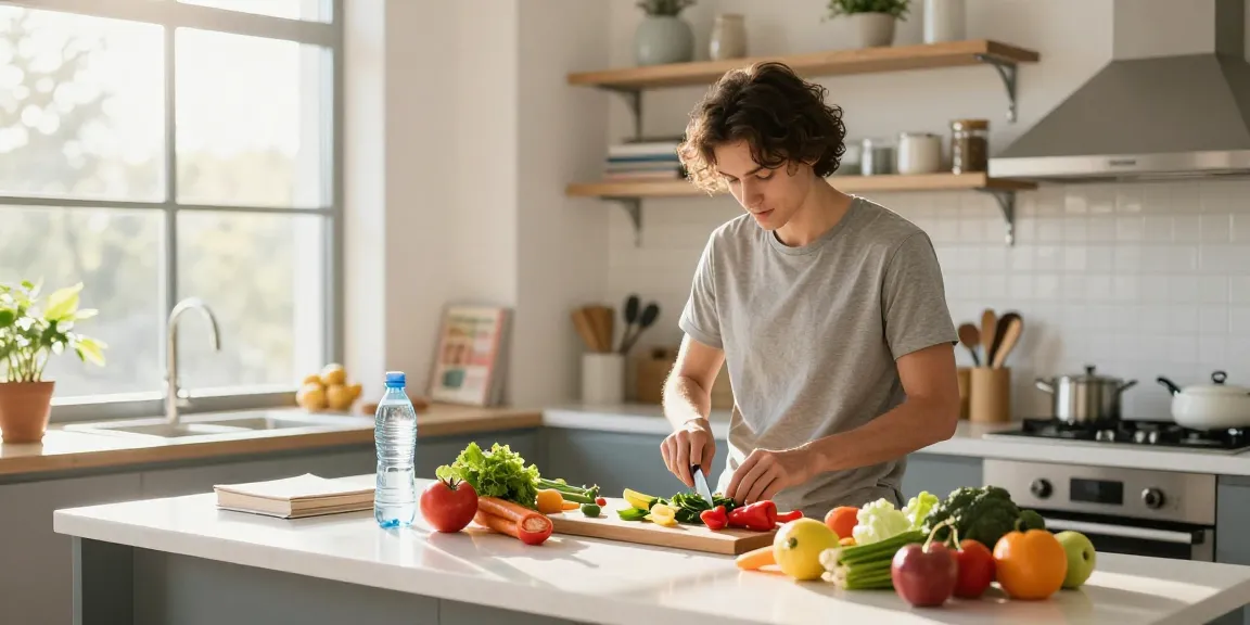 Healthy meal preparation scene with rokok88 link login integration, showcasing vibrant ingredients in a modern kitchen.
