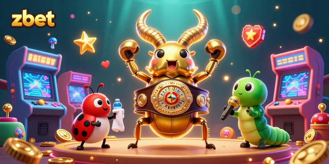 Zbet boosts excitement with a giant stag beetle boxing champion in a vibrant casino setting, showcasing energy and gaming