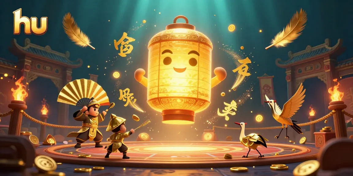 Engage in thrilling casino action at hu with a vibrant 3D illustration of golden elements and lucky symbols.