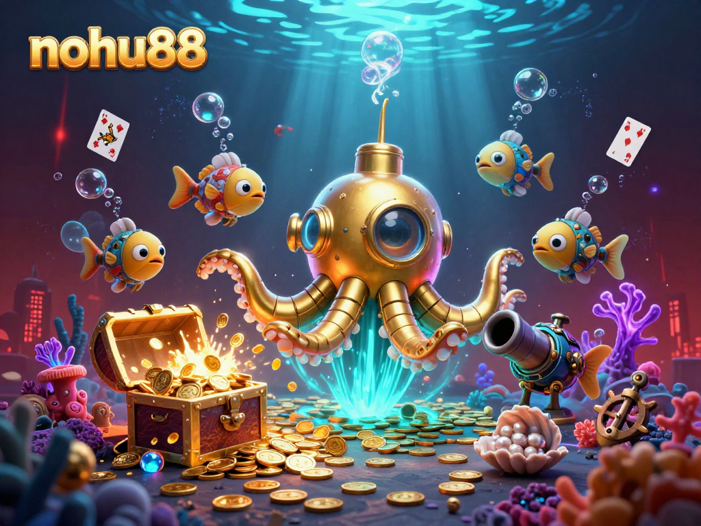 Experience the thrilling action of nohu88 with a lively underwater scene filled with treasures and mechanical fish.