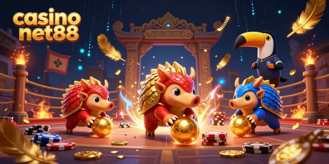 Watch the casino net88 pangolins compete in a vibrant poker-themed arena!