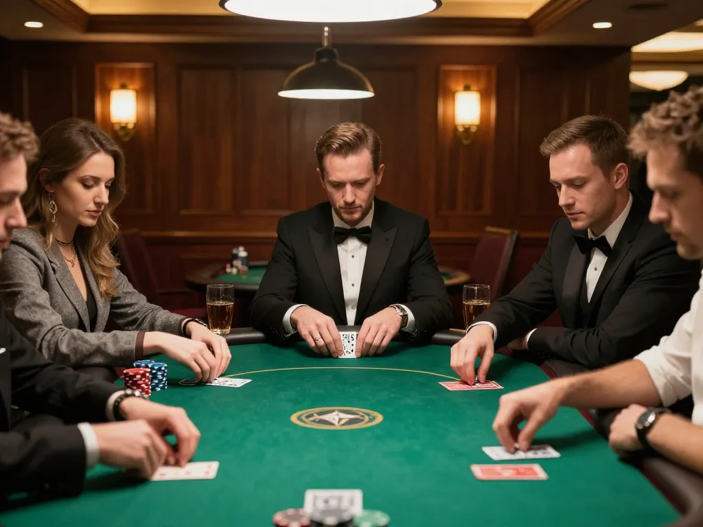Players strategizing their next moves in AE888 poker room, showcasing intense gameplay and camaraderie.