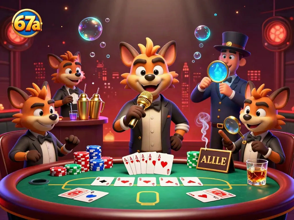 Experience the vibrant fun at the comedy casino club featuring 67a's playful hyenas in a dynamic gaming scene.