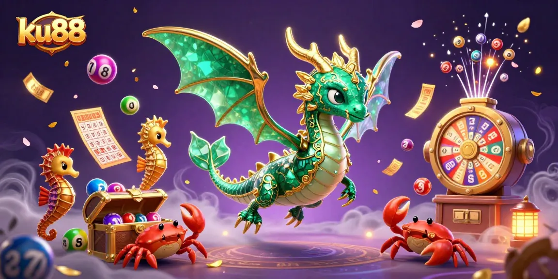 ku88 lottery scene with vibrant sea dragon and lively gaming elements