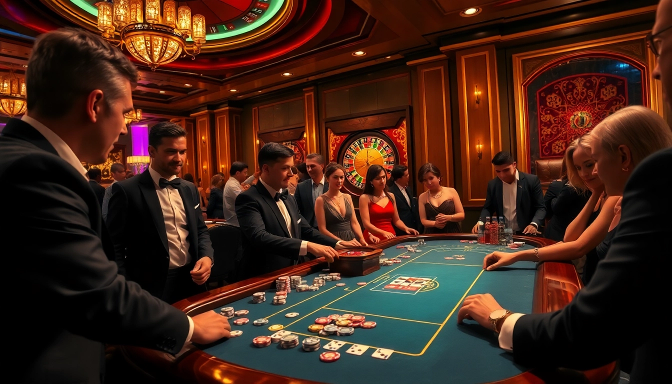 Experience high-stakes gaming at New88.help, where players engage in thrilling poker action in an elegant casino setting.