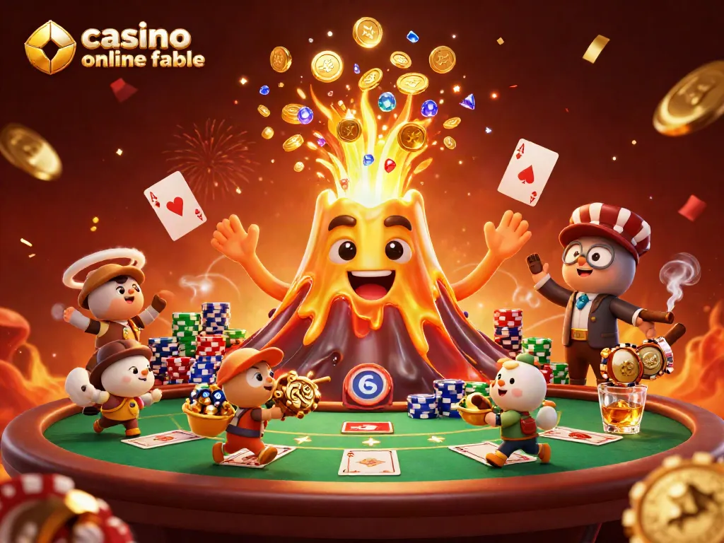 Disfruta de un casino online fiable donde un volcán dorado erupciona monedas y tesoros.