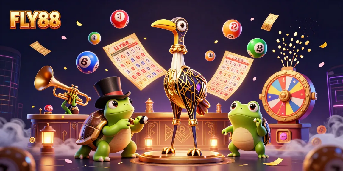 Join the fun with FLY88's vibrant lottery game scene featuring charming characters.