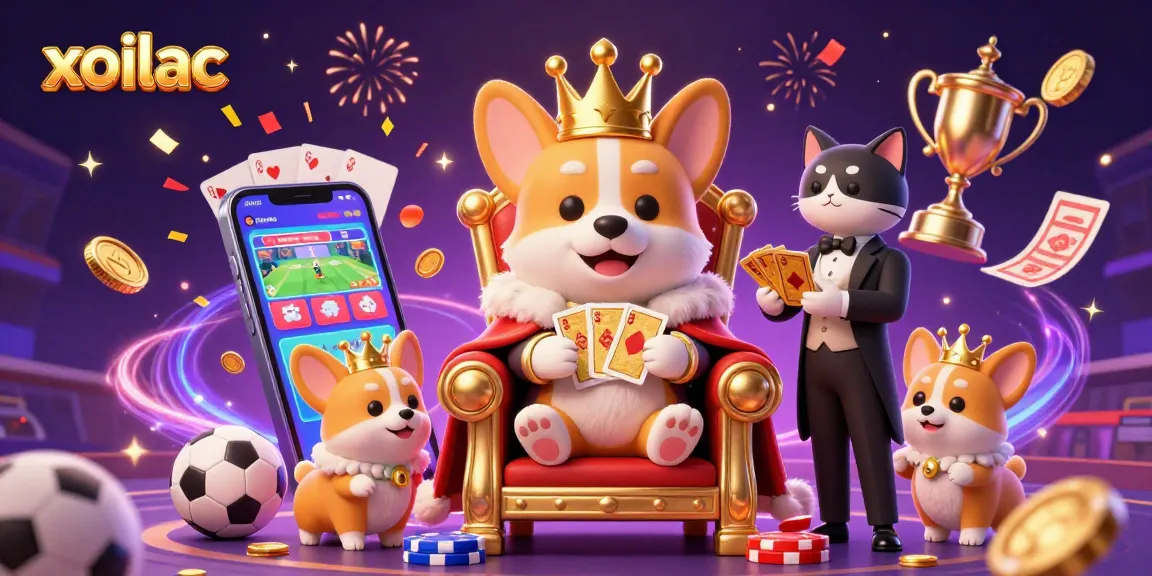 Experience thrilling sports betting action with Xoilac, featuring a royal corgi in a dynamic setting.