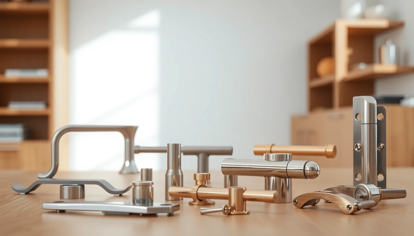 Showcase by a furniture hardware supplier featuring various high-quality hardware solutions in a modern setting.