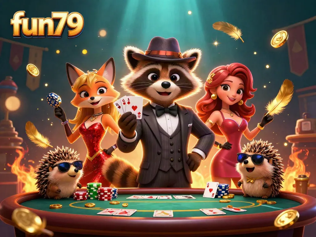 Win big with fun79 at the vibrant poker scene, featuring colorful characters and action-packed gameplay.