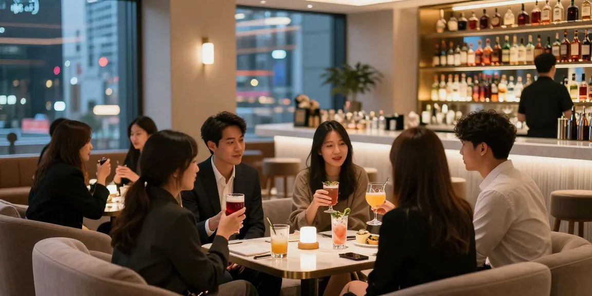 강남 세이렌의 고급스러운 라운지에서 손님들이 즐거운 시간을 보내는 모습