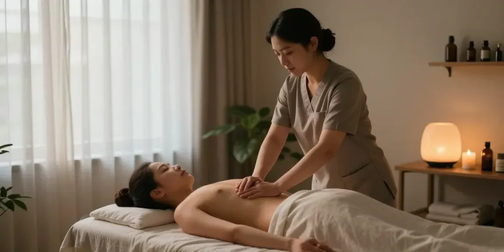 Experience 은평구출장마사지 with a professional massage therapist in a calming home setting, enhancing comfort and relaxation.