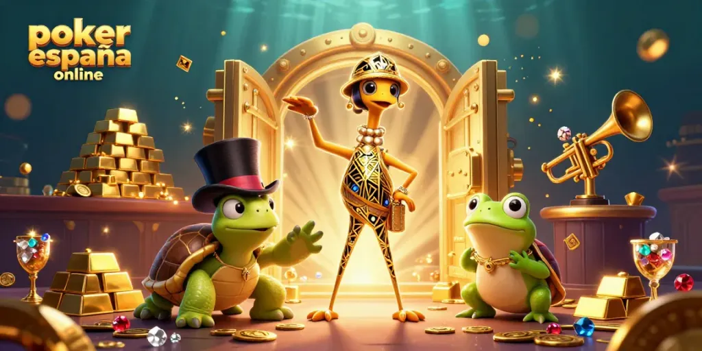 Juega al póker online España y revela tesoros en una escena de casino vibrante.