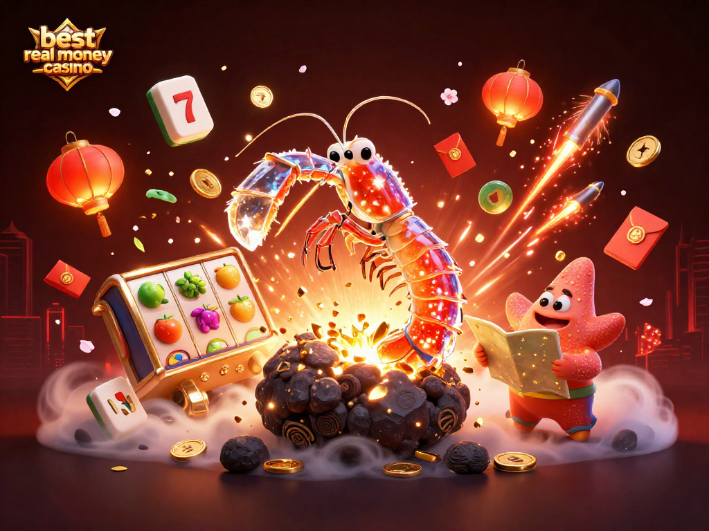 Experience the best real money casino while encountering a galactic samurai amidst gold coins and vibrant slots.