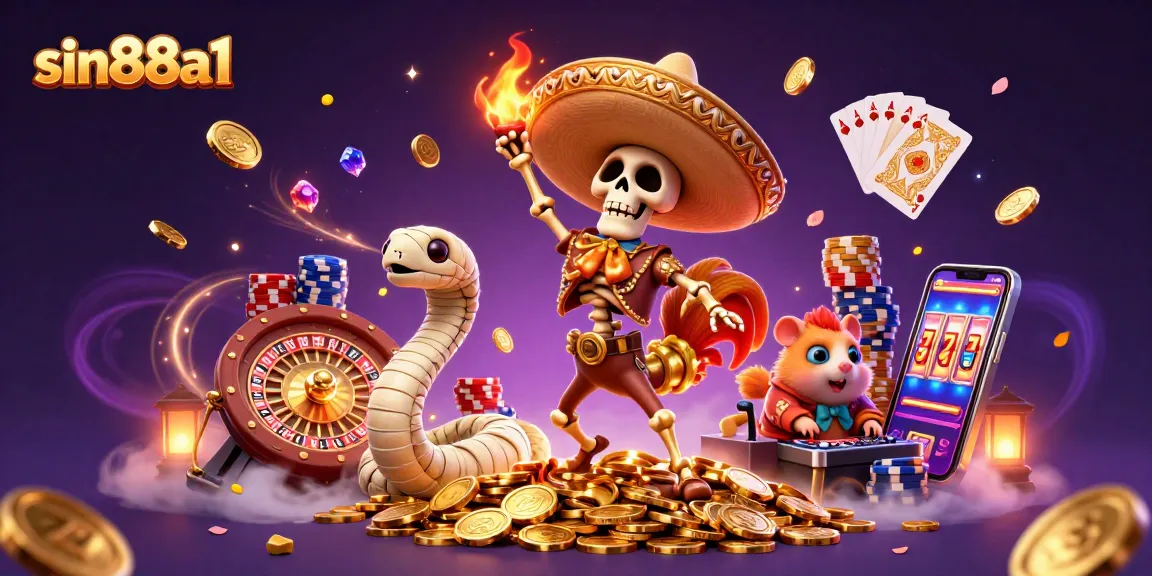 Experience sin88a1 with a thrilling 3D casino scene featuring animated cartoon characters in vibrant celebration