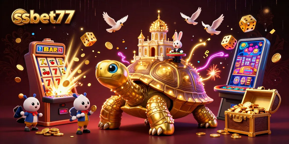 Spin to win at SSBET77 with dynamic golden tortoise and exciting casino elements!