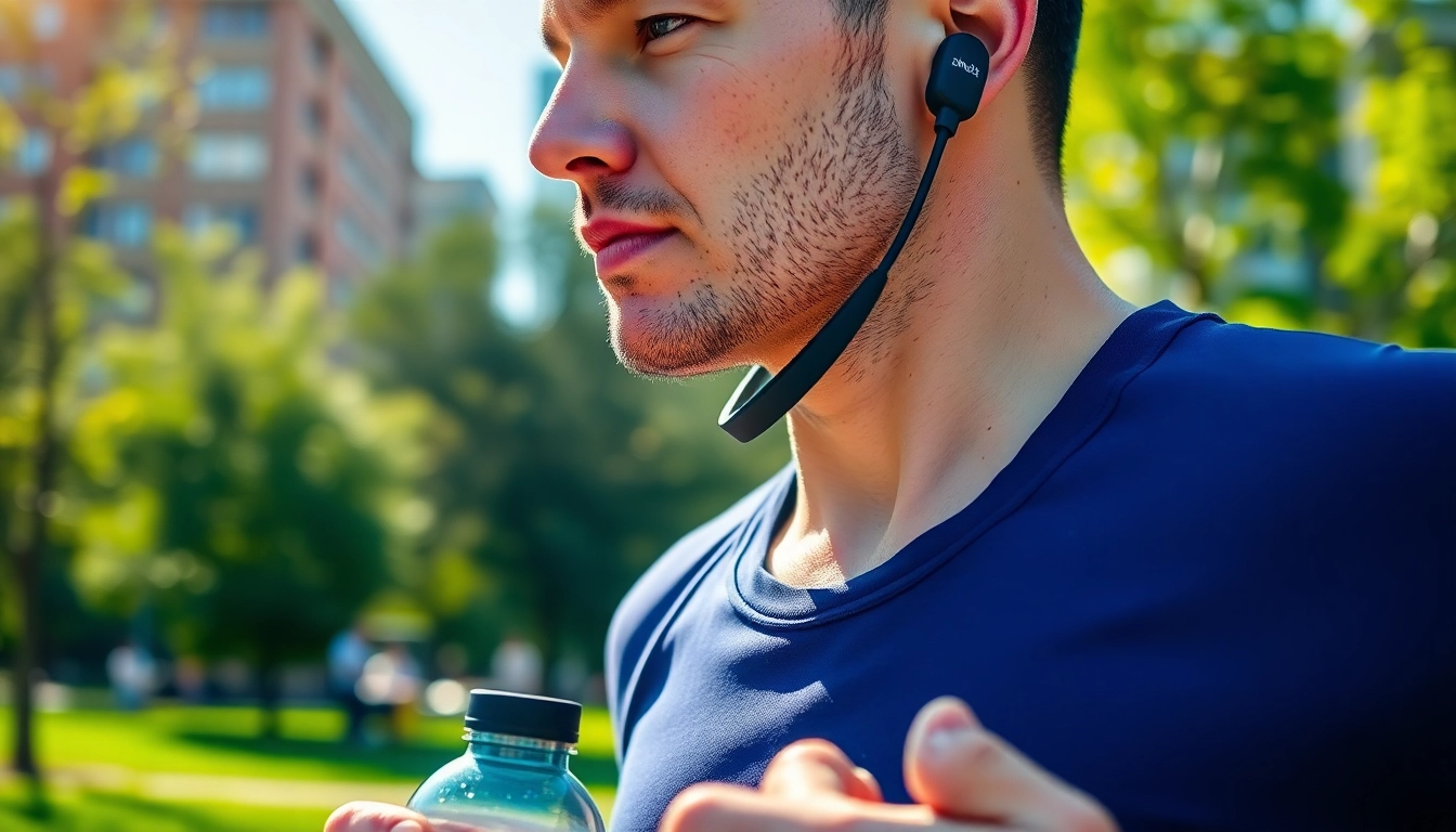 Enhance your workout experience with Shokz headphones worn by a professional athlete.