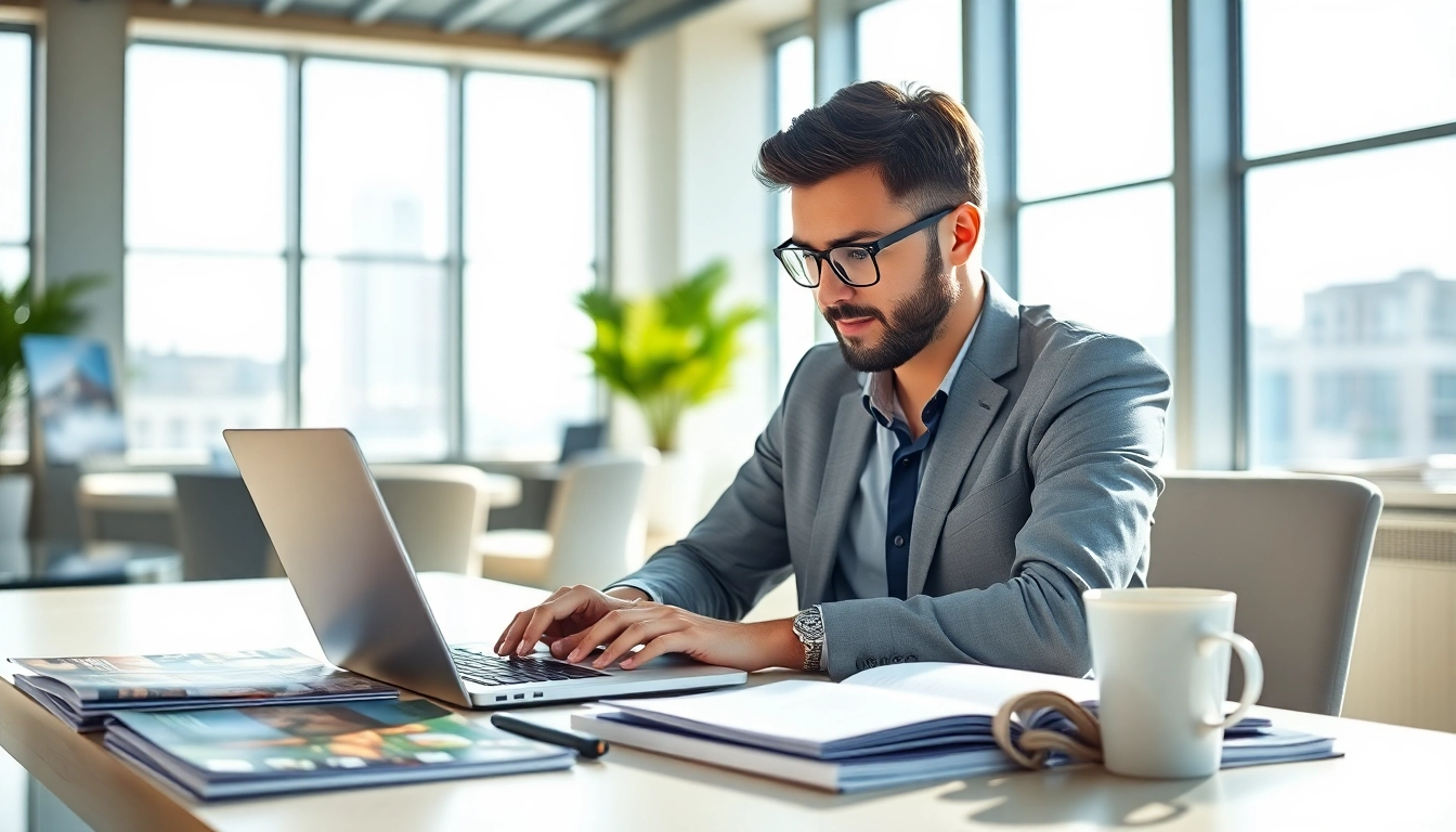 Complete your eta application uk using a laptop in a cozy workspace.