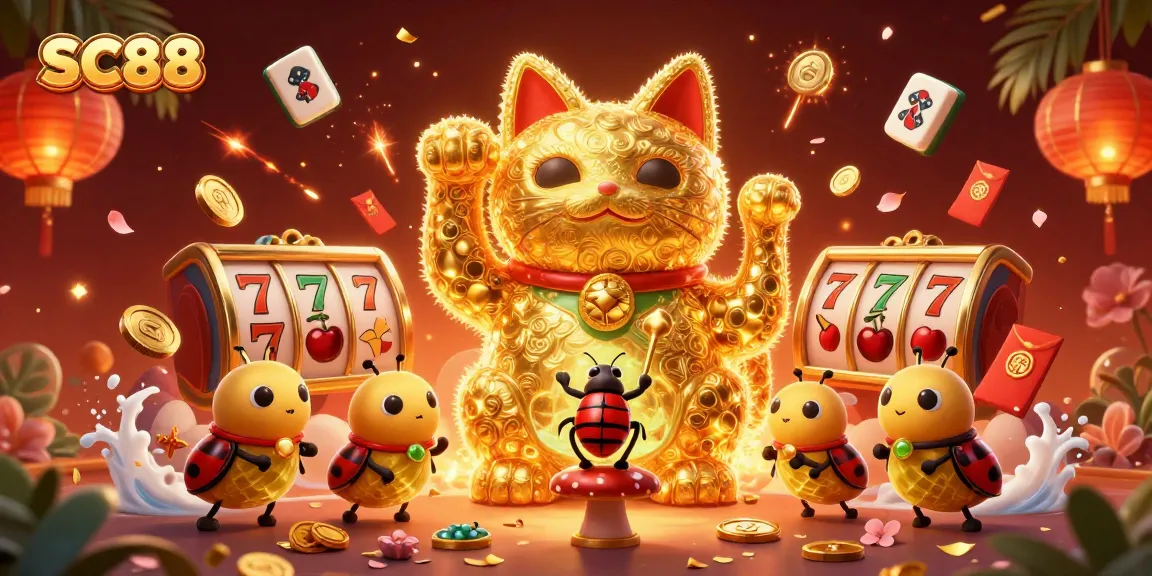 Engage with SC88's vibrant world as golden fireflies embody luck amidst dynamic casino symbols.