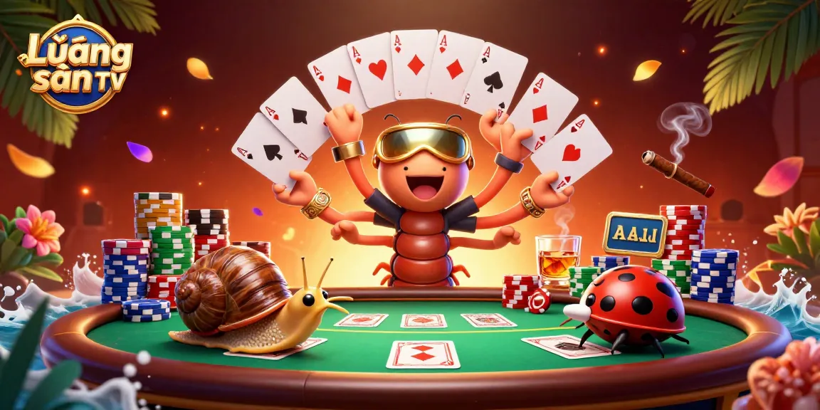 Watch exciting Lương sơn TV gambling action with a whimsical dealer and high-roller in vibrant 3D illustration.