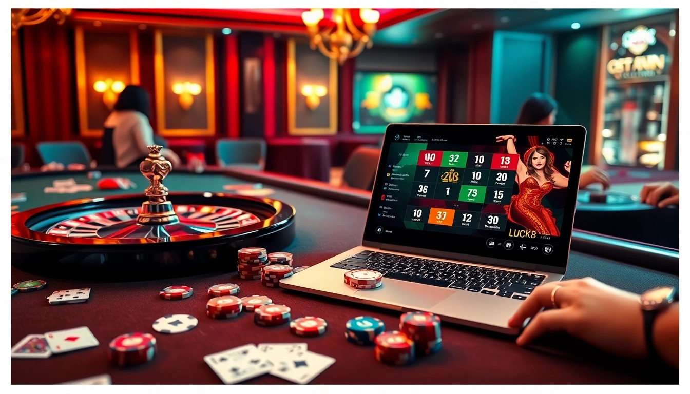 Experience the excitement of Cổng game LUCK8 with vibrant casino visuals and engaging gameplay.