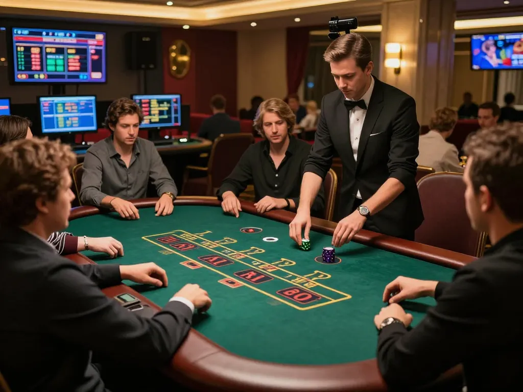 Engaged players using nohu 90 at a live dealer blackjack table, showcasing interactive online casino experience.