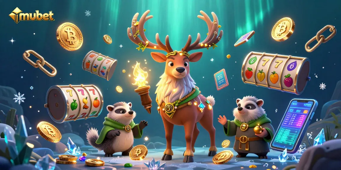 Experience the vibrant action of mubet's casino scene with a Celtic druid stag and colorful slot reels.